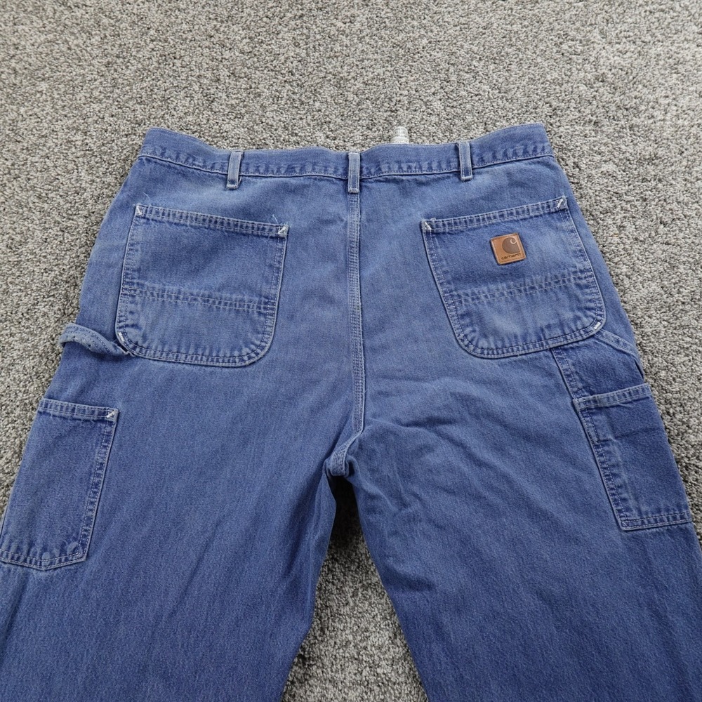 VTG Carhartt Jeans Mens 38X32 Blue Denim Wide Leg Carpenter Pant Work Grunge Y2K